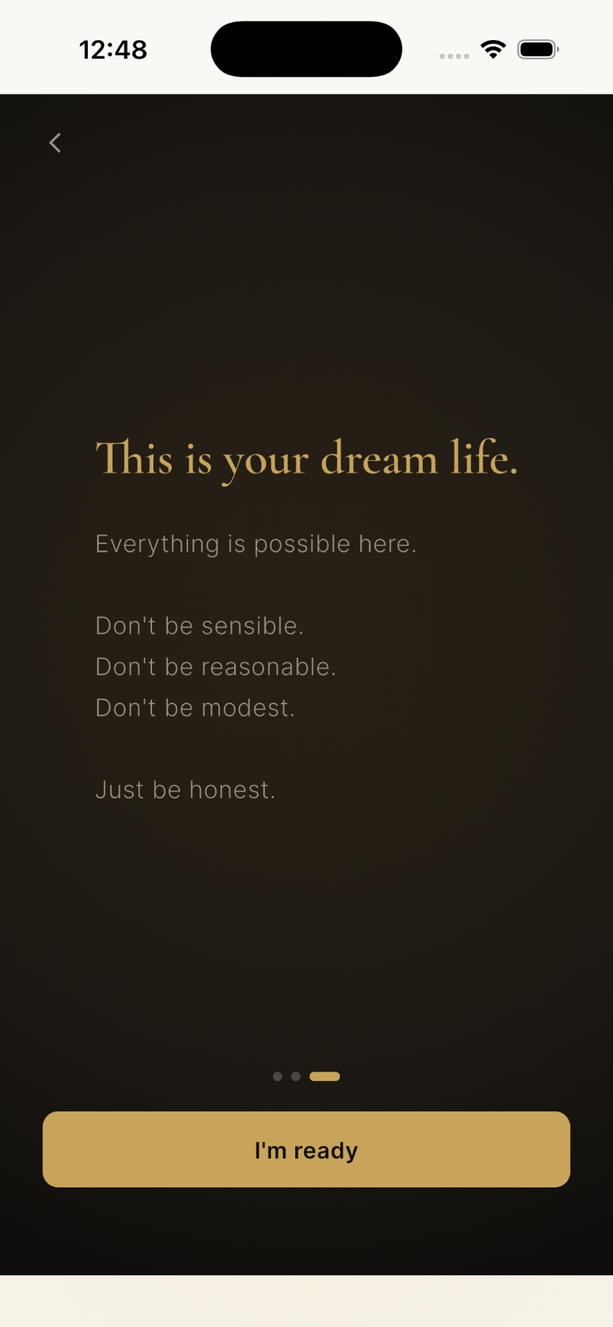 Sagehand app — dream life onboarding screen